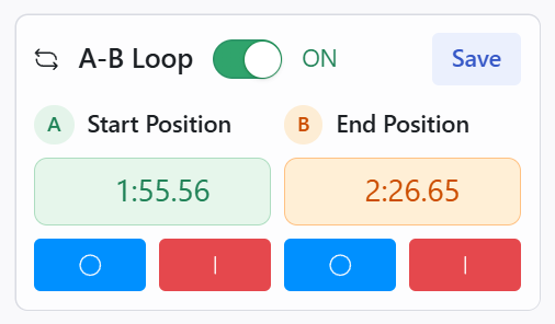 A-B loop setting screen